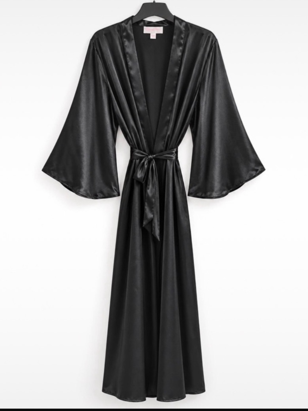 Oscar de la Renta Pink Label Satin Long Kimono Robe lingerie moody Romantic Goth
